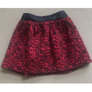 Hartstrings Girls  Skirt,  Red And Black Flocked Tutu Size 6 Orig $48